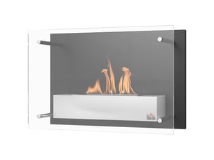 Cheminée bioéthanol murale noire, brûleur 0,9 l, 60 x 22 x 40 cm