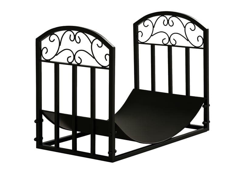  Porte-bûches en métal noir, support surélevé 60 kg pour cheminée, terrasse et jardin  - Conforama A