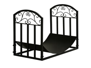 Porte-bûches en métal noir, support surélevé 60 kg pour cheminée, terrasse et jardin