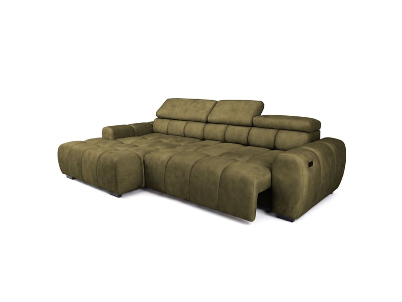 Canapé d'angle aldo avec fonction couchage, gauche, tissu salvador wr, vert (10) - Conforama C
