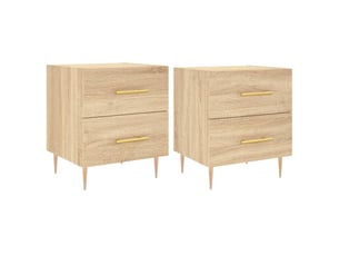 Vidaxl table de chevet 2 pcs chêne sonoma bois fer meuble rangement 40x35x47.5 cm salon chambre