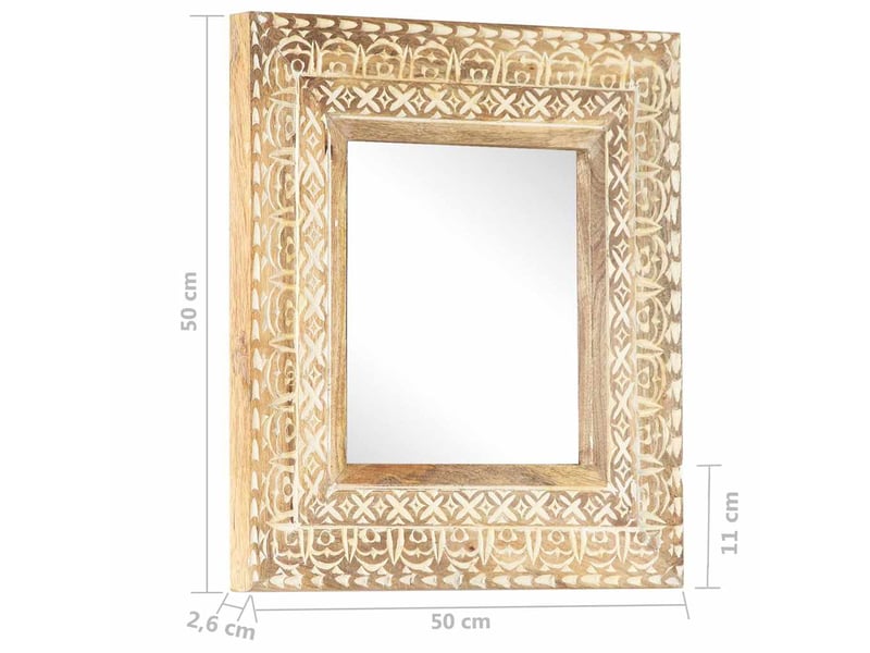  Miroir, miroir décoratif sculpté à la main 50x50x2,6 cm bois de manguier solide cf62921  - Conforama E