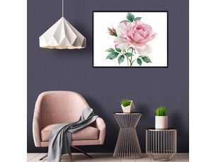 Tableau avec cadre impression sur toile fleurs rose rose - 100x70 cm - tableau avec cadre chambre et salon