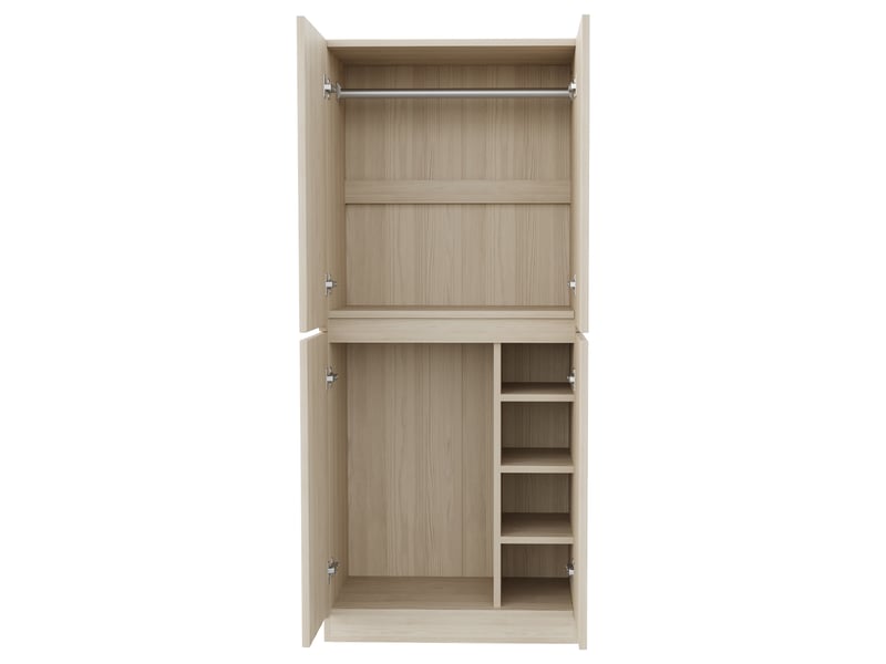  Armoire 4 porte(s) 0 tiroir(s) coloris naturel largeur 70 cm bois massif armoire naturel - Conforama E