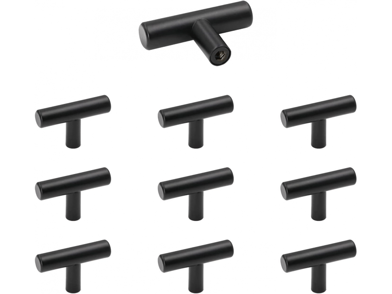  Poignées pour portes d'armoires en acier inoxydable, 10 pièces, noires. Boutons vintage pour tiroirs avec vis pour commodes et armoires  - Conforama A