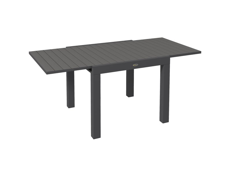  Table de jardin extensible pour 6 personnes avec plateau à lattes, pieds réglables, aluminium gris, 81162 × 80 × 75 cm  - Conforama A