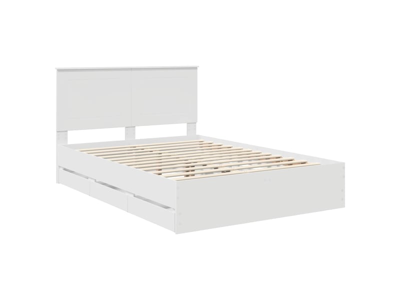 Lit double- lit adulte - cadre de lit avec tiroir blanc 150 x 200 cm bois ingénierie - Conforama C