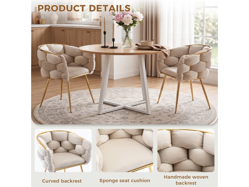  Fauteuil en velours beige avec pieds en métal doré W3534P440142 - Conforama D
