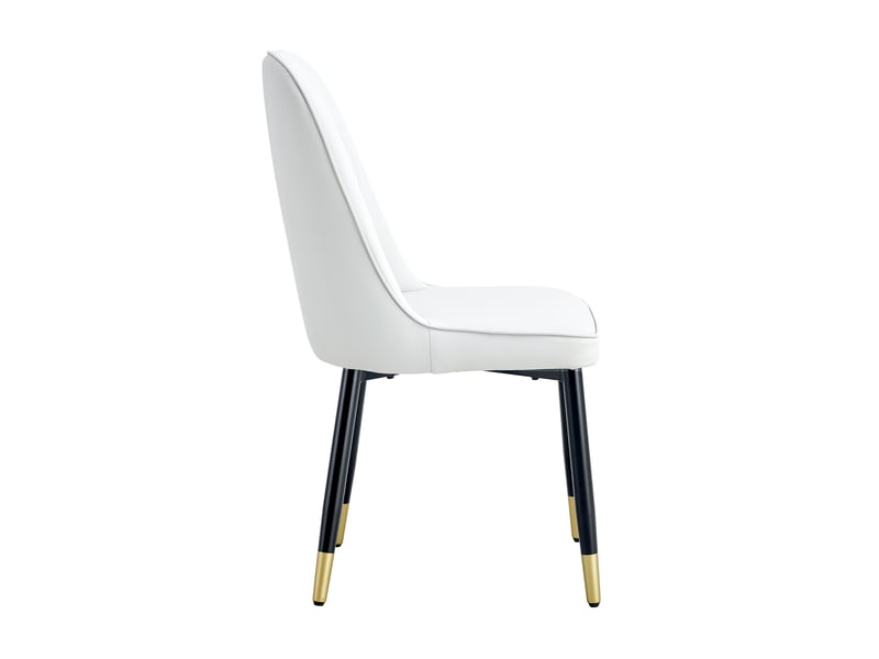 Lot de 6 chaises de salle à manger blanches en simili cuir pu, pieds métal noir  - Conforama D