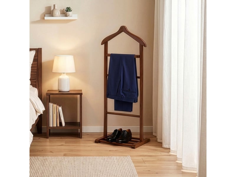  Valet de chambre en bois avec armoire simple beta single - noyer  - Conforama B