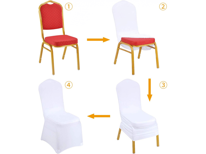  Housses de chaises blanches, en élasthanne, lavables, convenant aux mariages, fêtes et banquets XLH-ZLS-009292ZLS - Conforama D