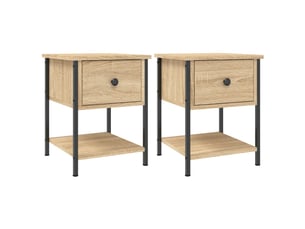 Lot de 2 tables de chevet - cabinet de chevet - table de nuit chêne sonoma 34x35,5x45 cm