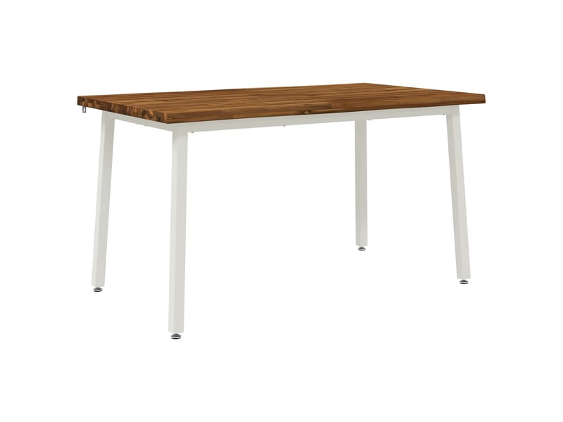  Table à manger moderne 140x80x75 cm bois d'acacia massif naturel et blanc shl67218  - Conforama A