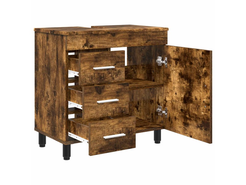  Unité de vanité de salle de bain, meuble de rangement chêne fumé 60x35x60 cm shl5420  - Conforama D