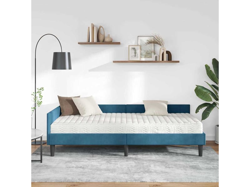  Lit adulte, lit simple, cadre de lit d'angle avec matelas autre 2 pièces bleu velours cf6730  - Conforama C