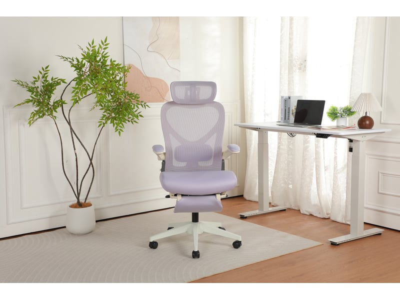  Chaise de bureau ergonomique pliante violette, soutien lombaire réglable pour petit espace  - Conforama A