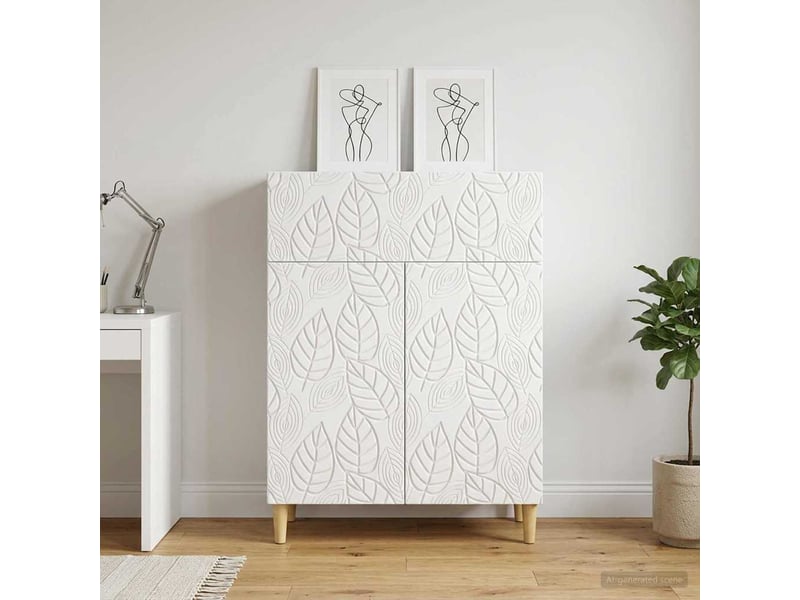  Buffet - bahut - meuble de rangement blanc brillant 66 x 34,5 x 90 cm bois d'ingénierie  - Conforama B