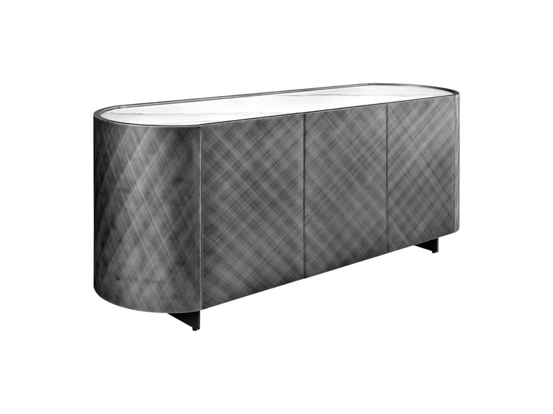 Buffet 150 cm 3 portes 1 tiroir gris et marbre blanc – collection milano - Conforama A