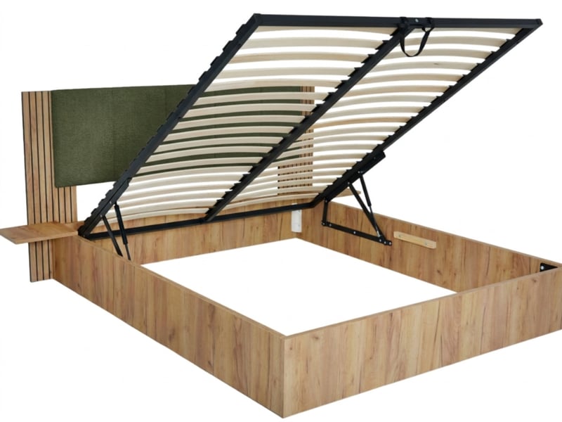 Bobochic lit coffre isya avec chevets intégrés vert 140x190 ISYA - Conforama A