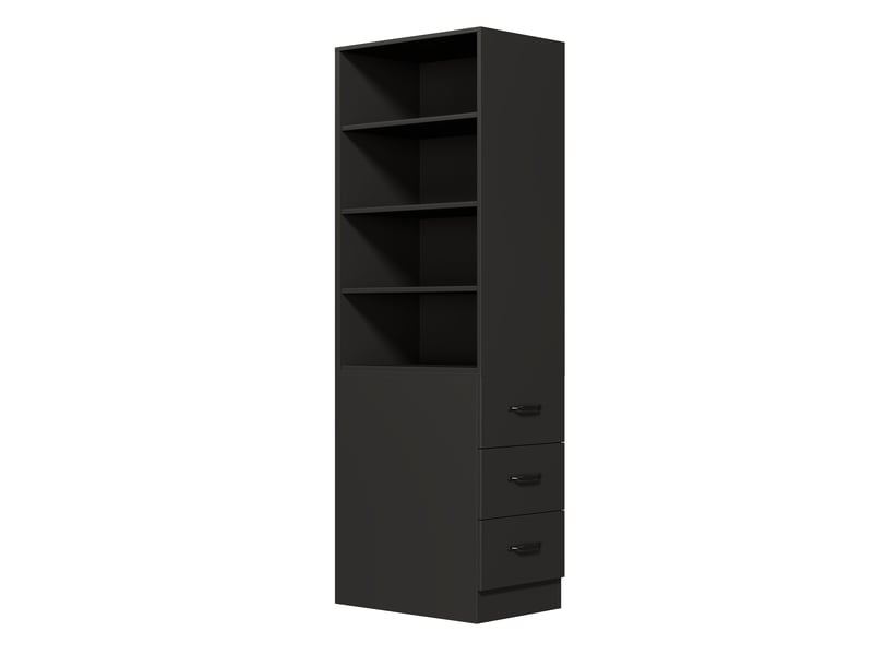 Bibliothèque extra étroite meuble haut 180 cm avec tiroirs latéraux et étagères réglables, rangement gain de place pour salon et bureau - Conforama R