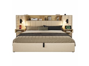 Lit coffre 180x200 cm    coloris beige