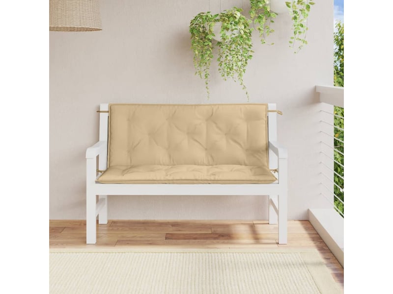  Lot de 2 coussins de banc de jardin, coussins d'assise beige mélangé tissu cf58632  - Conforama C