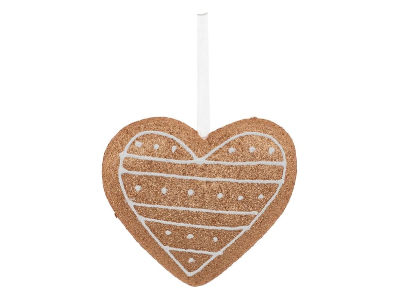  Sujet cœur cookie paillettes polystyrène h.13cm marron  - Conforama A
