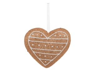 Sujet cœur cookie paillettes polystyrène h.13cm marron
