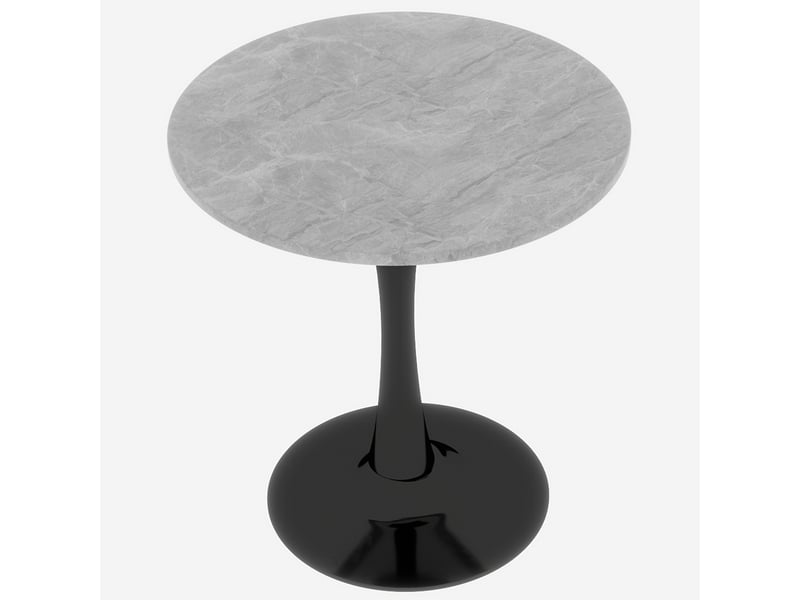  Guéridon,70x70x72 cm,à pied central,marbre artificiel,gris et noir  - Conforama A