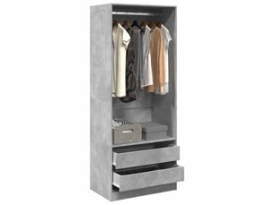 Garde-robe, armoire de rangement gris béton 80x50x200 cm bois d'ingénierie shl53222