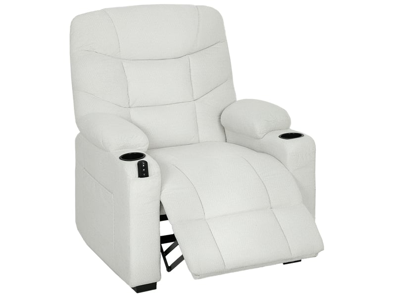  Fauteuil relax électrique, fauteuil inclinable, port usb, repose-pieds, porte-gobelets, 94 x 90 x 105 cm, crème  - Conforama A