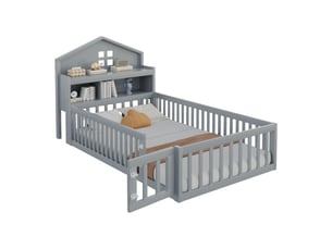 Lit avec rangement 90x200 cm    coloris gris