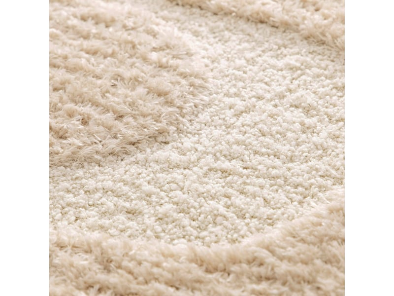  Tapis shaggy doux à relief géométrique beige 120x170  - Conforama D