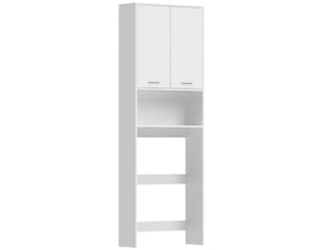 Meuble sous-lave-linge, 2 portes et compartiment ouvert, 66 x 24 x 191 cm, blanc