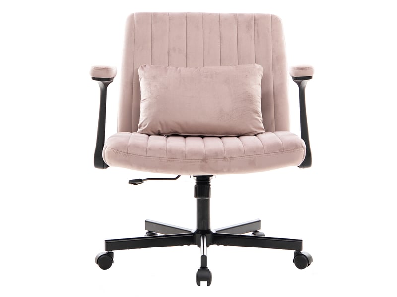  Chaise de bureau pivotante réglable avec accoudoirs rabattables et roulettes silencieuses - lpospi - velours rose  - Conforama A