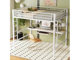 Lit mezzanine 140x200 cm <strong>MODENUIT </strong> <strong></strong> coloris blanc