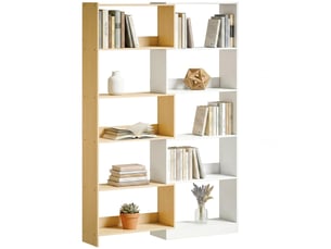 Bibliothèque d'angle rotative 350° à 5 niveaux, étagère de rangement extensible en forme l, 60-111x24x164cm, chêne