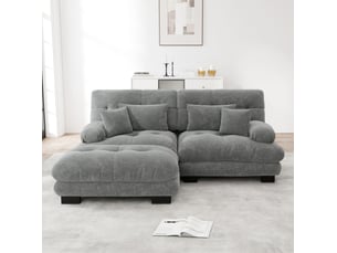 Canapé droit compressé fixe <strong>HAVRYA</strong> <strong></strong> 2 places Tissu gris