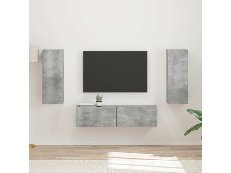  Ensemble meuble tv - banc tv - meuble de rangement 2 pcs gris béton bois d'ingénierie  - Conforama B