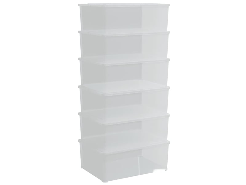  Boîtes de rangement en plastique 6 pcs 10 l empilables  - Conforama A