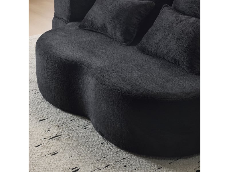  Canapé droit convertible lit noir, revêtement en velours haute densité, design moderne et confortable pour salon ou chambre d'amis, prêt à l'emploi  - Conforama D