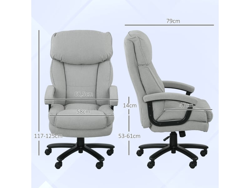  Chaise de bureau haute,régglable et pivotante, 200 kg,polyester,gris clair  - Conforama C