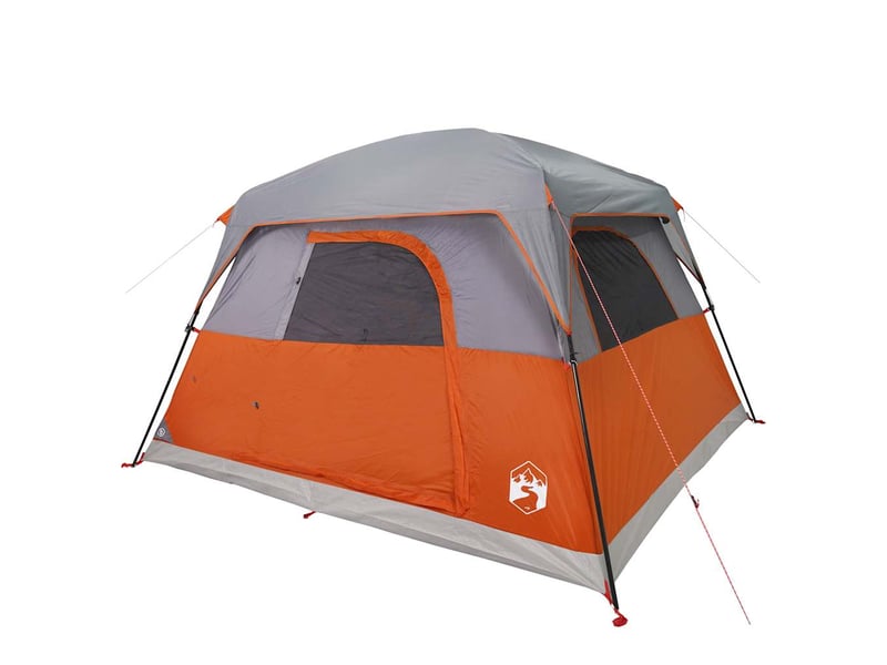 Tente de camping de cabine 4 personnes orange imperméable - Conforama D