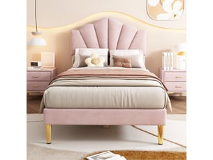 Lit simple 90x200 cm <strong>MERAX</strong> <strong>lit enfant rose</strong> coloris rose