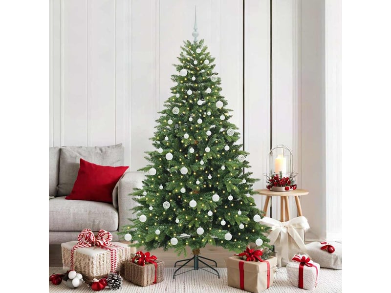 Sapin de noël - arbre de noël artificiel avec 300 led vert 180 cm pe et pvc - Conforama B