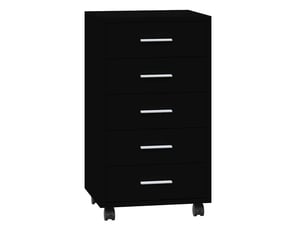 Armoire de rangement bureau, armoire à tiroirs avec roulettes noir bois d'ingénierie