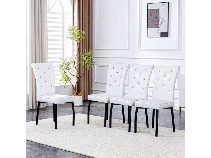  Chaises rétro en cuir - ensemble de 2 pièces - cuir crocodile synthétique - blanc et noir - fermeture cristal bicolore - Conforama D