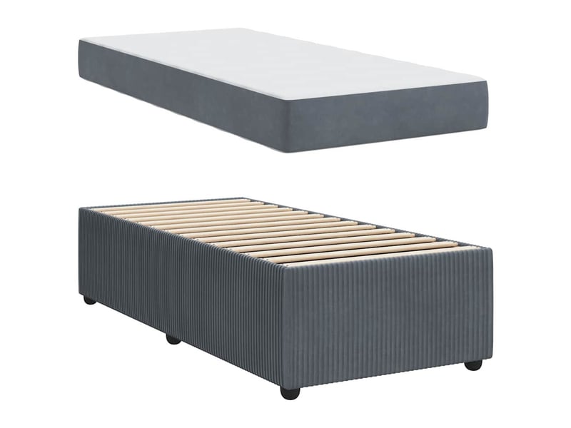  Lit simple- lit adulte -  cadre de lit gris foncé 100 x 200 cm tissu  - Conforama C