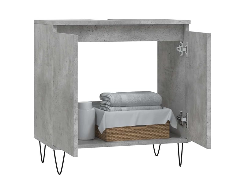  Amoire de salle de bain gris béton 58x33x60cm bois d'ingénierie shl4622  - Conforama C