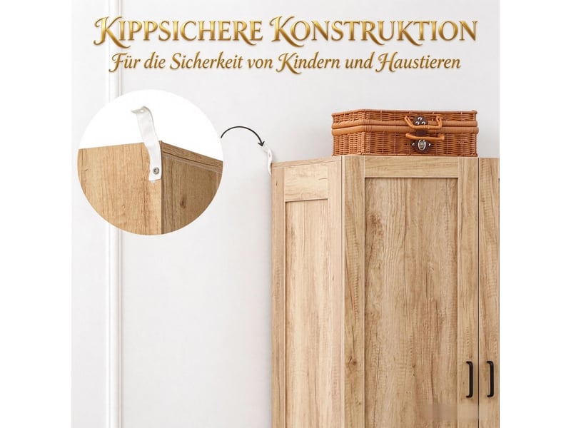  Armoire de chambre - armoire de rangement avec 2 portes, 2 tiroirs et tringle à vêtements (uniquement avec l'armoire)  - Conforama E